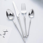 24-piece stainless steel cutlery set with polished finish, dishwasher safe