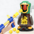 Kids air powered soft bullet shooting game with walking light up duck target set
