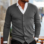 Men knit cardigan comfortable relaxed fit in dark red brown green grey black