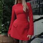 Women long sleeve bodycon mini dress fitted silhouette available in multiple colours