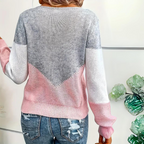 Women's relaxed fit pullover casual everyday sweater in pink, loose silhouette