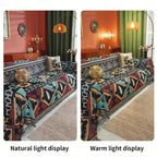 Aztec geometric pattern sofa cover boho tassel microfiber