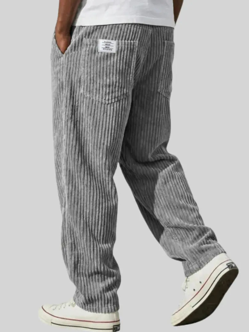 Men's corduroy drawstring trousers relaxed fit all-season smart casual