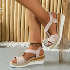 Women sandals buckle strap slip on flat lightweight breathable