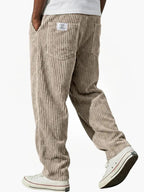Men's corduroy drawstring trousers relaxed fit all-season smart casual