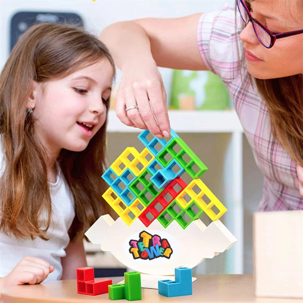Balance Puzzle Tower kids 3D stacking building game colorful plastic blocks