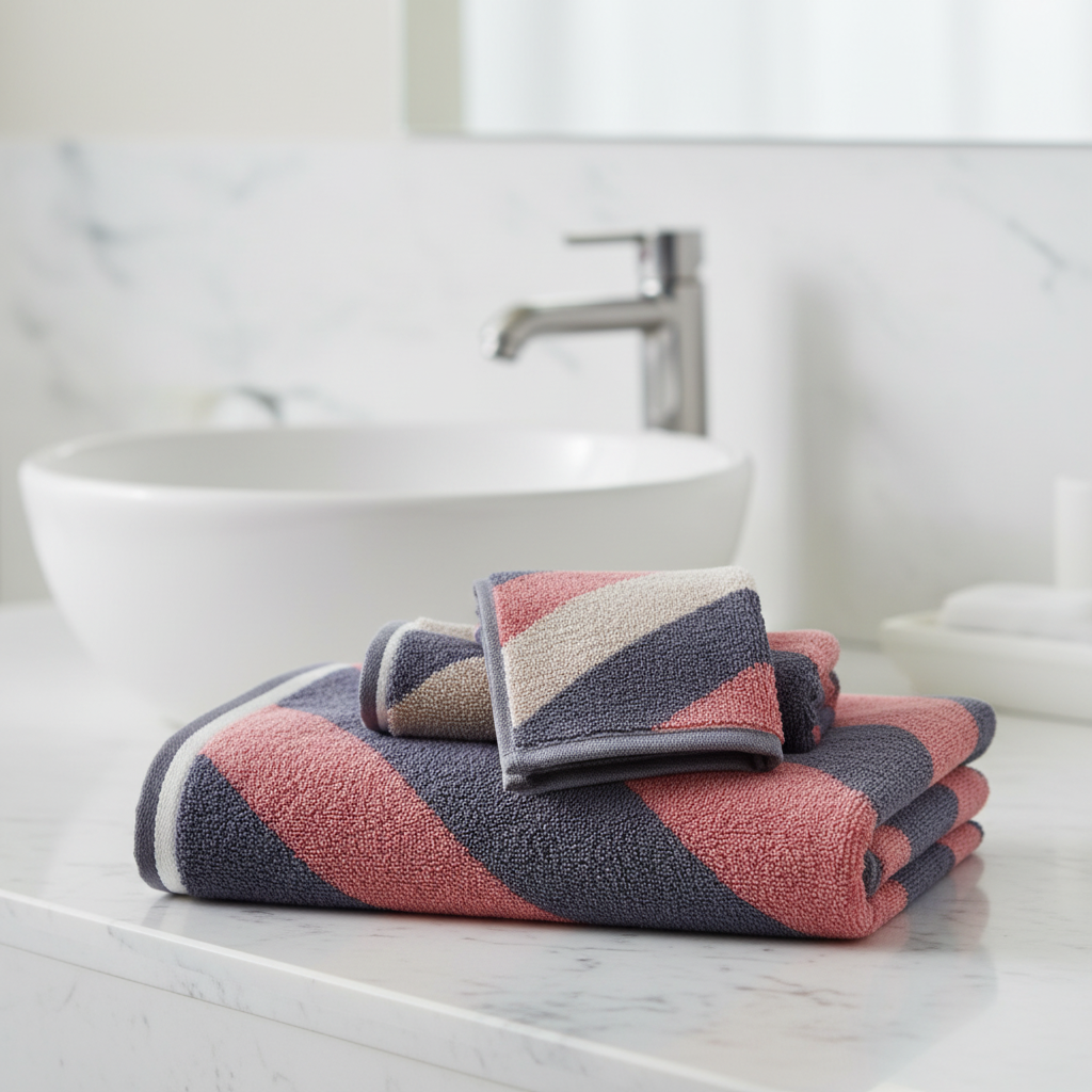 3-piece bamboo towel set with bath towel, hand towel and face towel, soft and absorbent