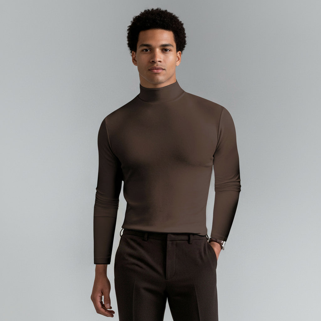 Men's Polyester Turtleneck Sweater Slim Fit Casual
