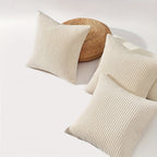 Bohemian rib stripe cushion cover soft woven polyester with zip closure