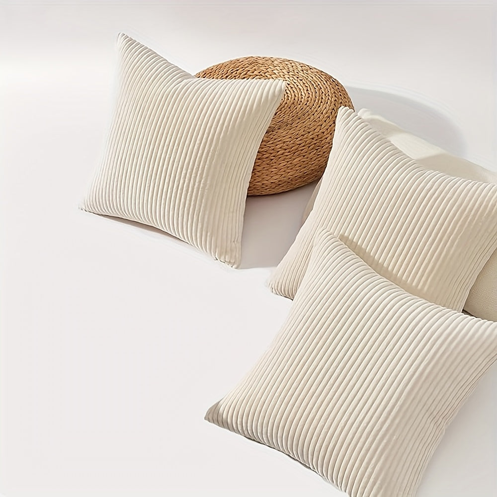 Bohemian rib stripe cushion cover soft woven polyester with zip closure