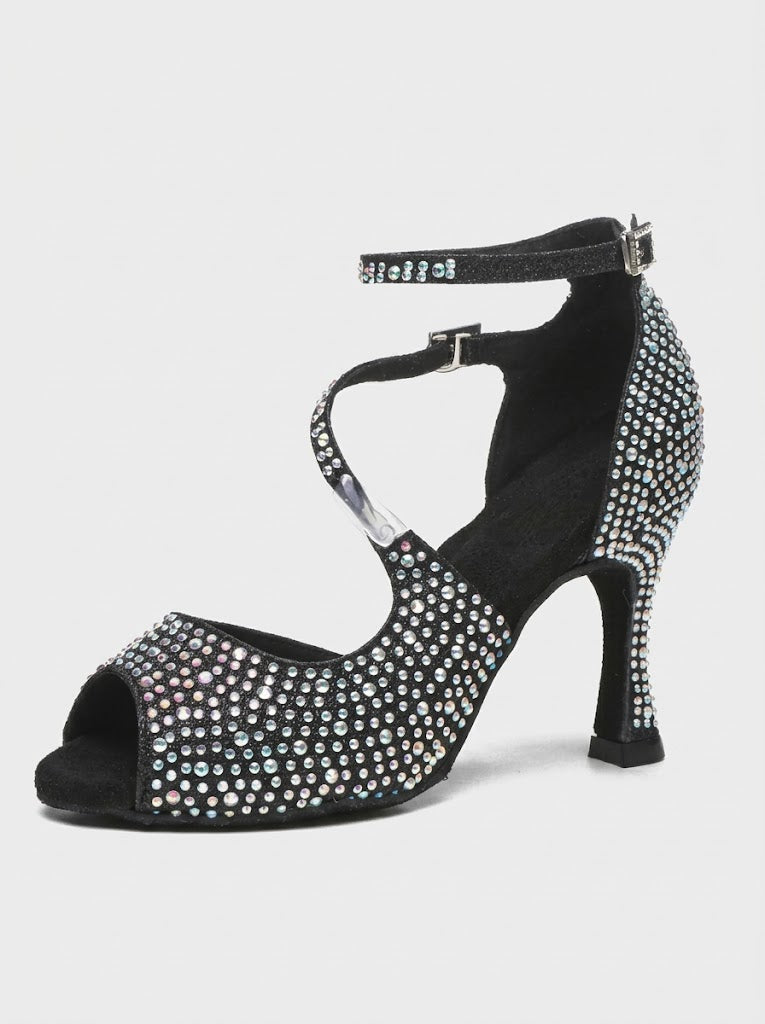 Sequin Style Heels | Rhinestone Latin Dance Sandals for Salsa