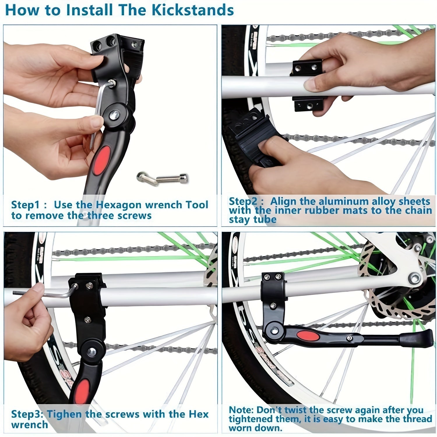 Adjustable bike kickstand aluminum side stand stable parking, height adjustable