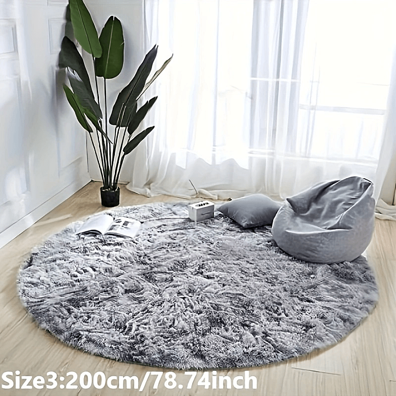Round plush rug tie-dye soft non-slip, living room bedroom yoga mat