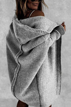Women knit hooded oversized cardigan soft warm relaxed fit