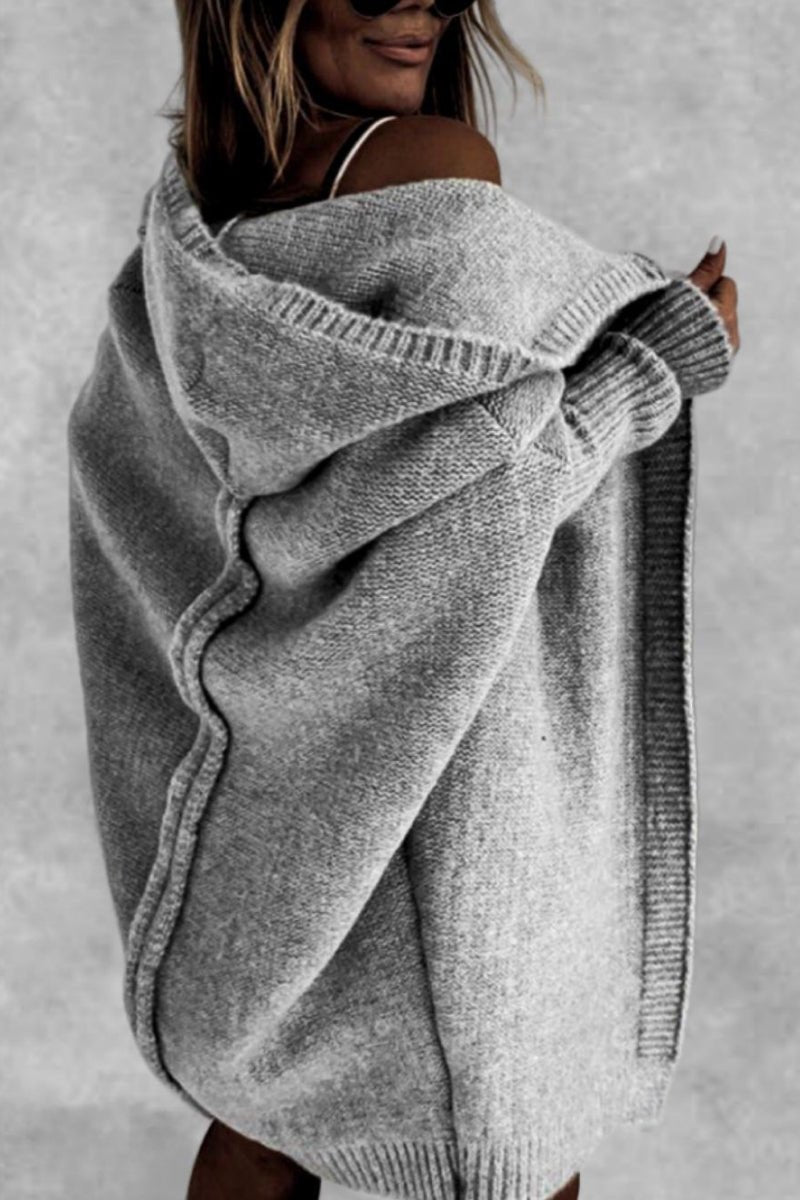 Women knit hooded oversized cardigan soft warm relaxed fit