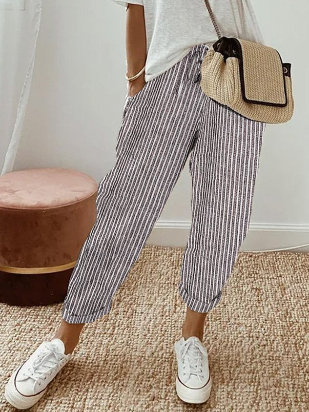 Women's linen pants casual relaxed fit, breathable summer trousers