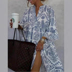 Women floral tunic midi dress relaxed fit lightweight fabric