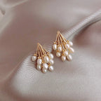 Pearl tassel earrings 18K gold plated sterling silver, hypoallergenic women's jewelry