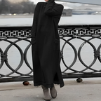 Women's winter knit midi dress with pockets and side slit, available in multiple colours