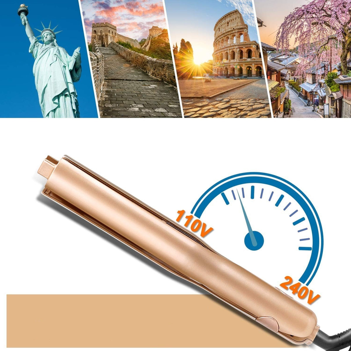 2-in-1 hair styler ceramic straightener and curling iron with auto-off