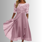 Women lace dress in multiple colors flattering cut stretch fabric