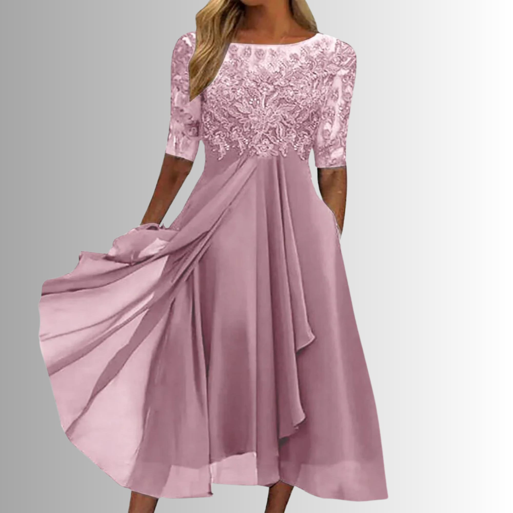 Women lace dress in multiple colors flattering cut stretch fabric