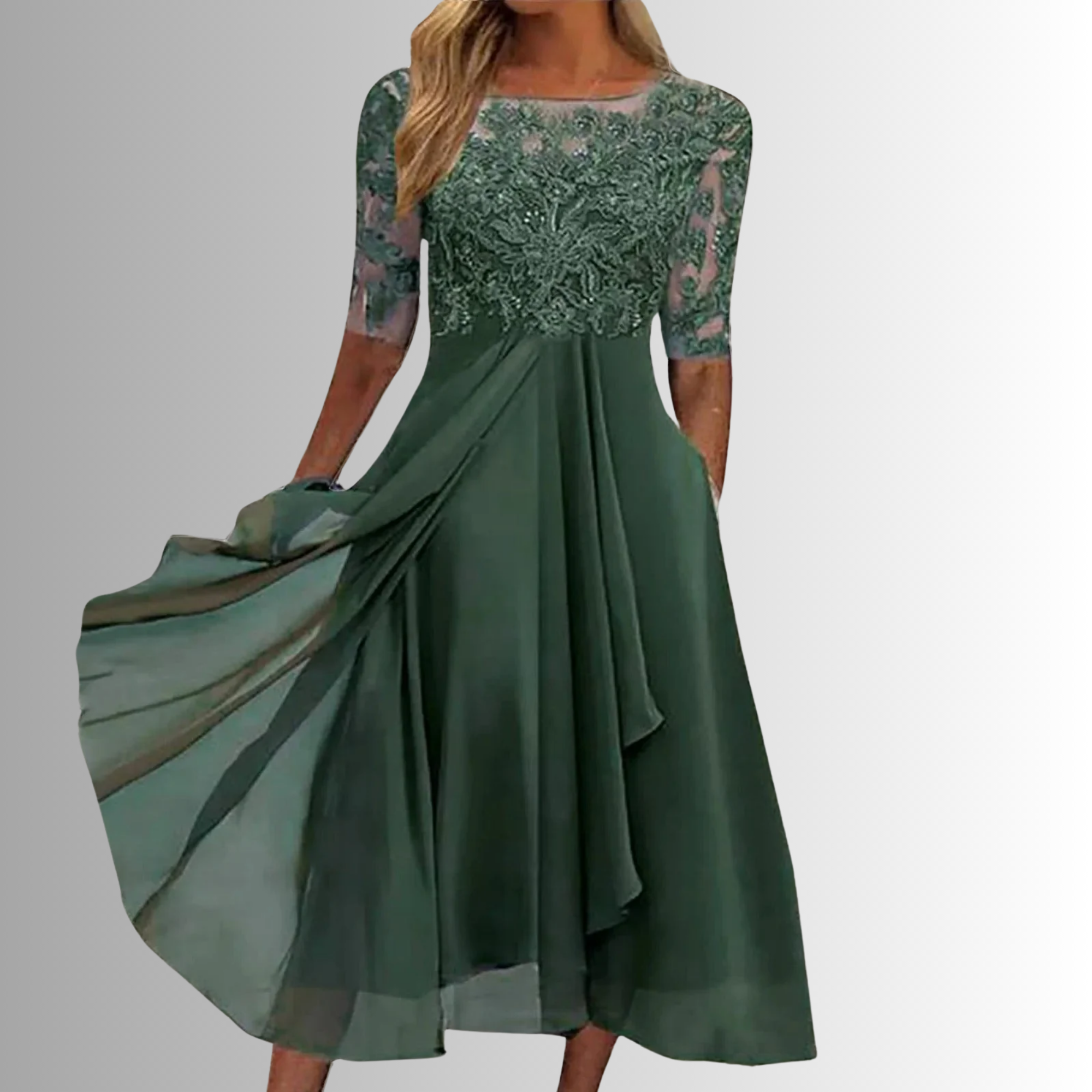 Women lace dress in multiple colors flattering cut stretch fabric
