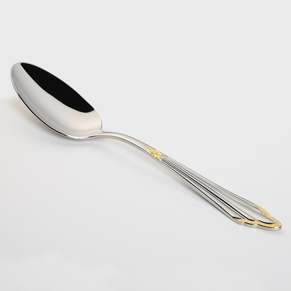 Gold finish stainless steel cutlery set, 24 or 48 piece with engraved pattern