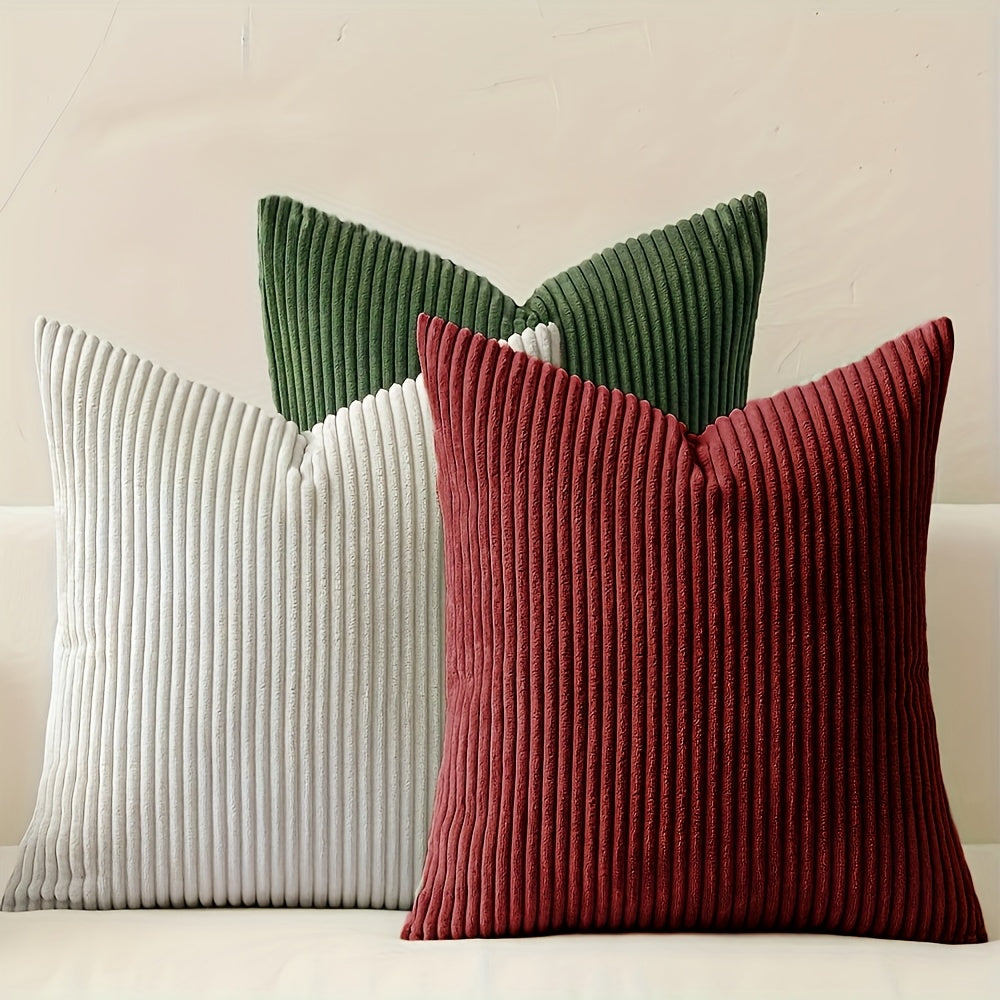 Bohemian rib stripe cushion cover soft woven polyester with zip closure