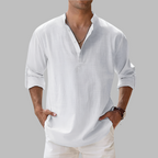 Men's linen shirt relaxed fit button-down breathable summer style