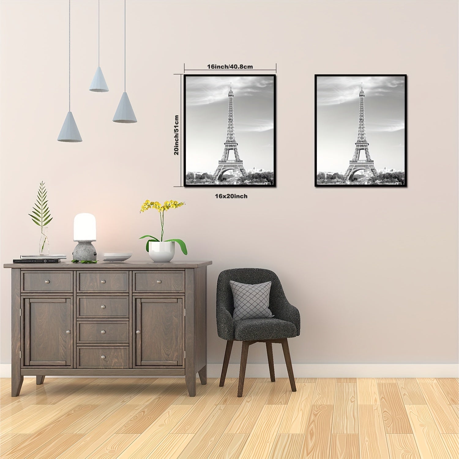 Black wall photo frames set of 2 for posters and artwork, vertical mounting