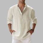Men's linen shirt relaxed fit button-down breathable summer style