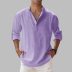 Men's linen shirt relaxed fit button-down breathable summer style