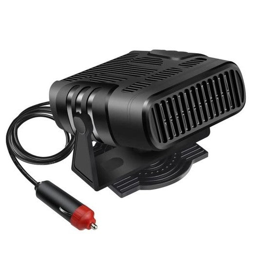 Car heater 12V portable 360° rotating defroster and fan, black