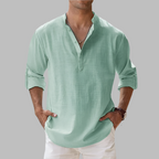 Men's linen shirt relaxed fit button-down breathable summer style