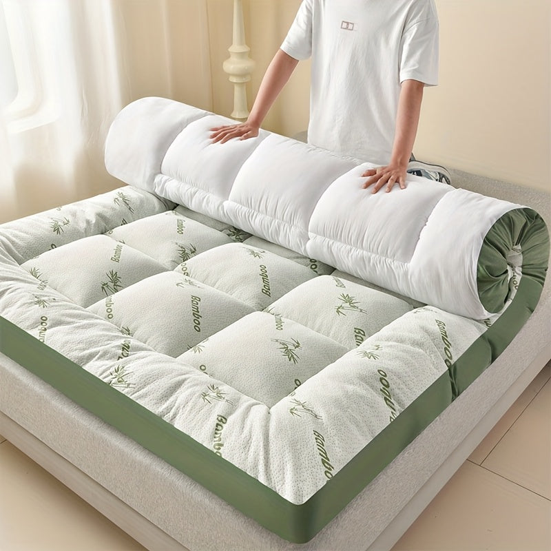 Mattress topper king size bamboo cooling quilted with back support