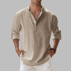 Men's linen shirt relaxed fit button-down breathable summer style