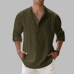 Men's linen shirt relaxed fit button-down breathable summer style