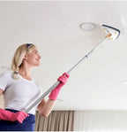 360 triangular spin mop with push-pull wringing and microfiber pad, extendable handle