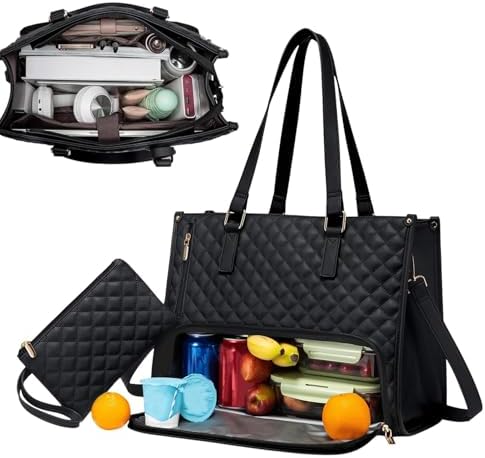 Insulated lunch and laptop bag 2-in-1 leakproof tote for work and travel