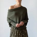 Women asymmetric draped pullover sweater with swing collar in multiple colours