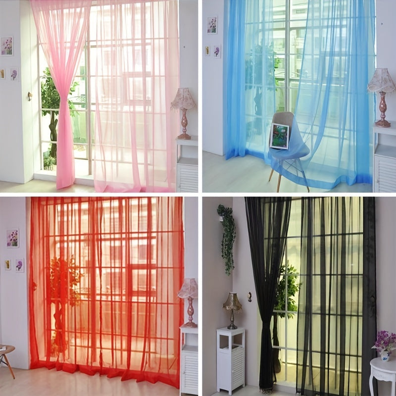 Floral voile curtains set of 2 transparent eyelet panels 200x100cm