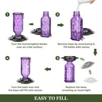 Glass hummingbird feeder 24oz leak-proof with 6 flower-shaped feeding ports and perches