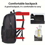 Men full grain leather backpack with buckle closure and adjustable straps