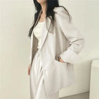 Women's blazer and straight-leg trouser set, solid color co-ord set available in multiple colors