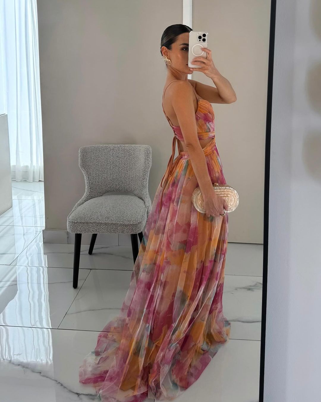 Women floral maxi dress open back with crossover front and thin straps