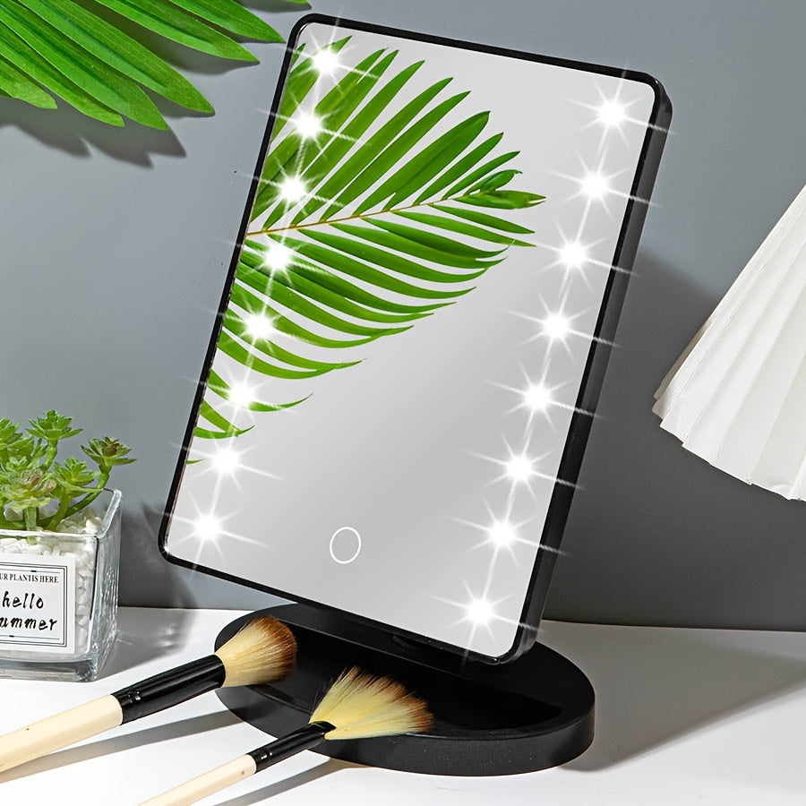 LED makeup mirror with 16 LEDs, touch control and adjustable brightness, USB powered