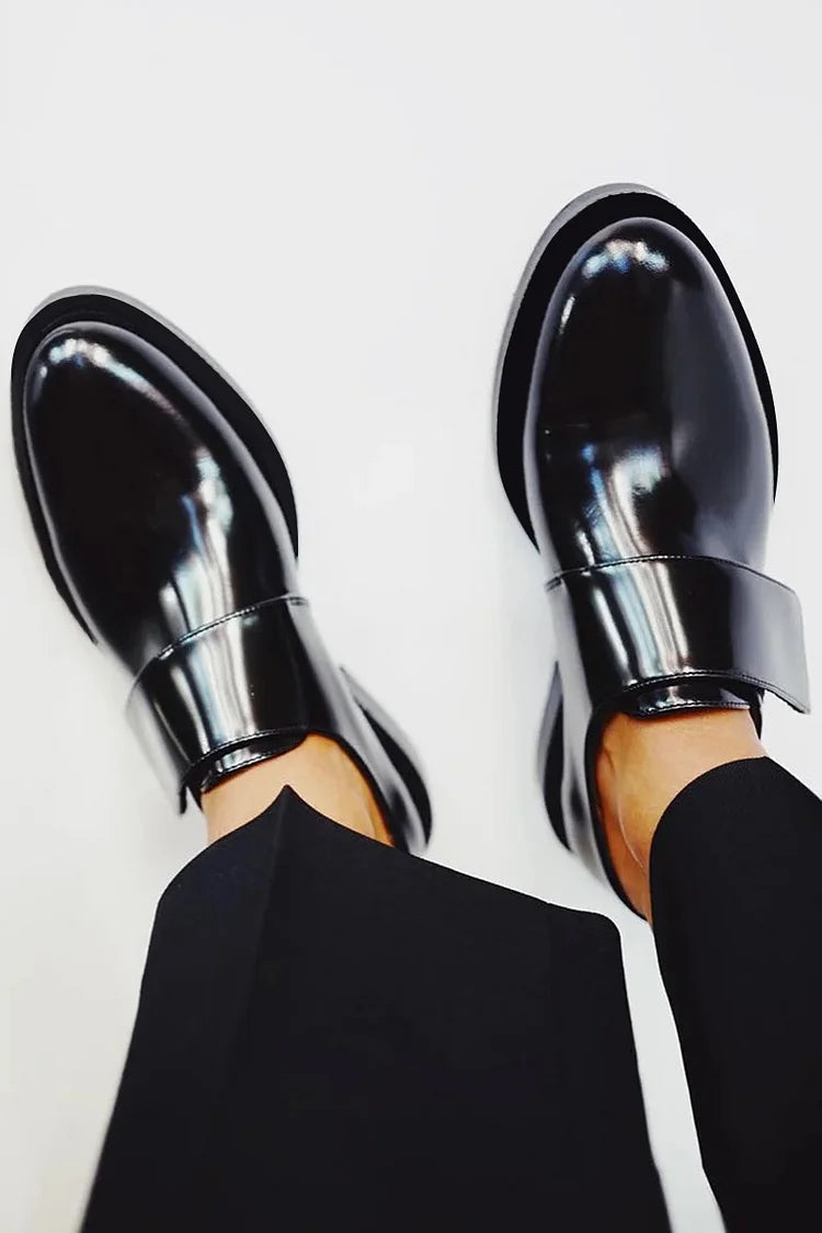 Women loafers with decorative strap detail slip-on flat shoes