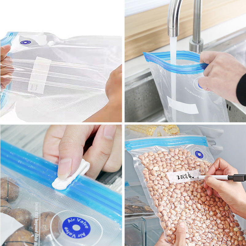 Reusable vacuum storage bags set with hand pump, PA+PE airtight food fresh keeper, 4 sizes