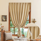 Blackout curtains self-adhesive hook and loop cordless for bedroom and living room